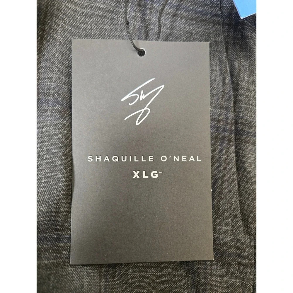 Shaquille O'Neal XLG Mens Grey Plaid Stretch Dress Pants 52W x 32L ONYXPF2AB140